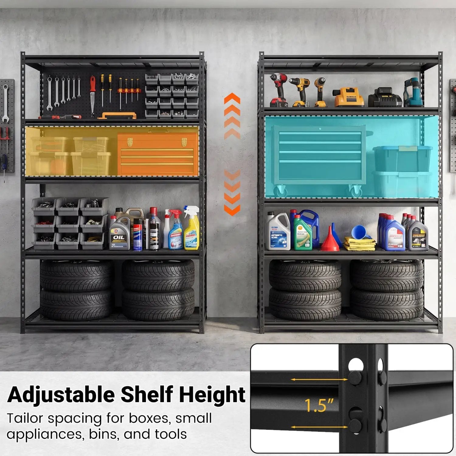 5-Tier Metal Shelving Unit 2000 lbs Capacity with Adjustable Wire Racks Set of by DirectDeals