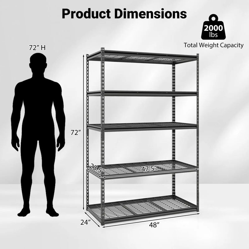 5-Tier Metal Shelving Unit 2000 lbs Capacity with Adjustable Wire Racks Set of by DirectDeals