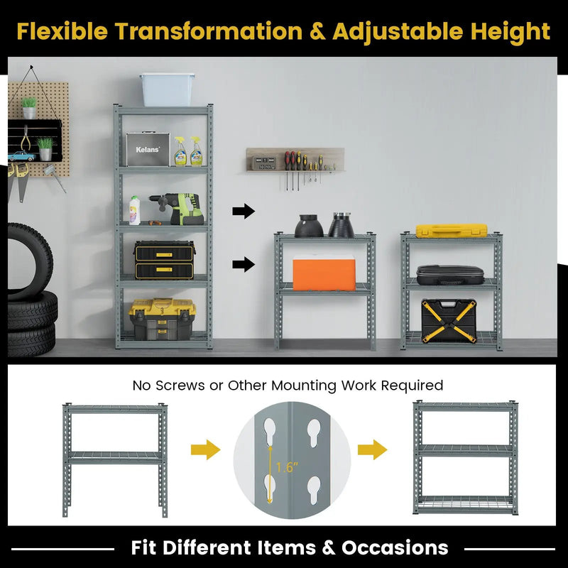 5-Tier Heavy Duty Wire Storage Racks with Anti-slip Foot Pad by DirectDeals