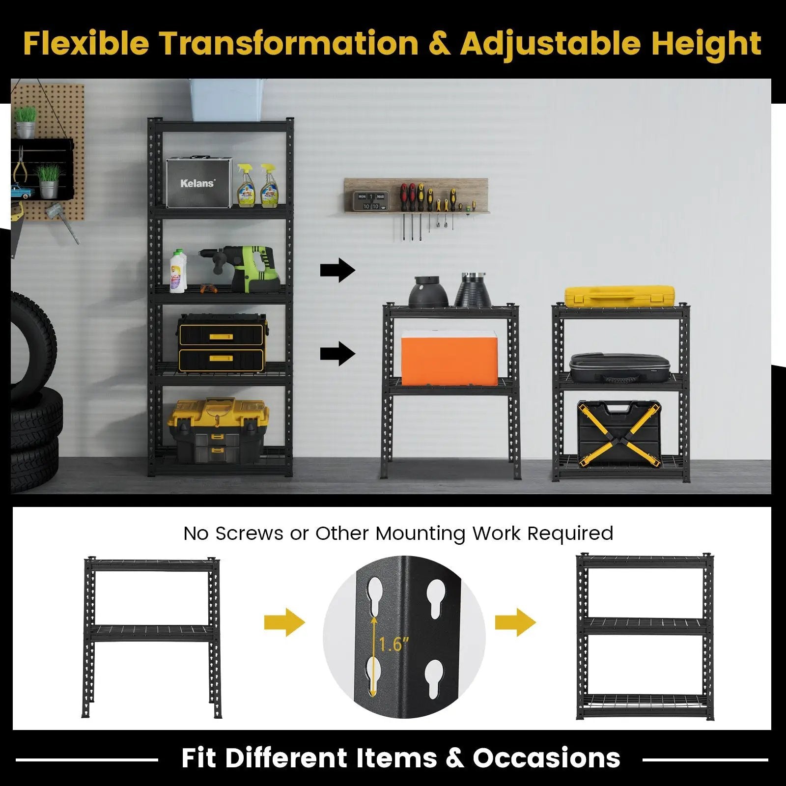 5-Tier Heavy Duty Wire Storage Racks with Anti-slip Foot Pad by DirectDeals