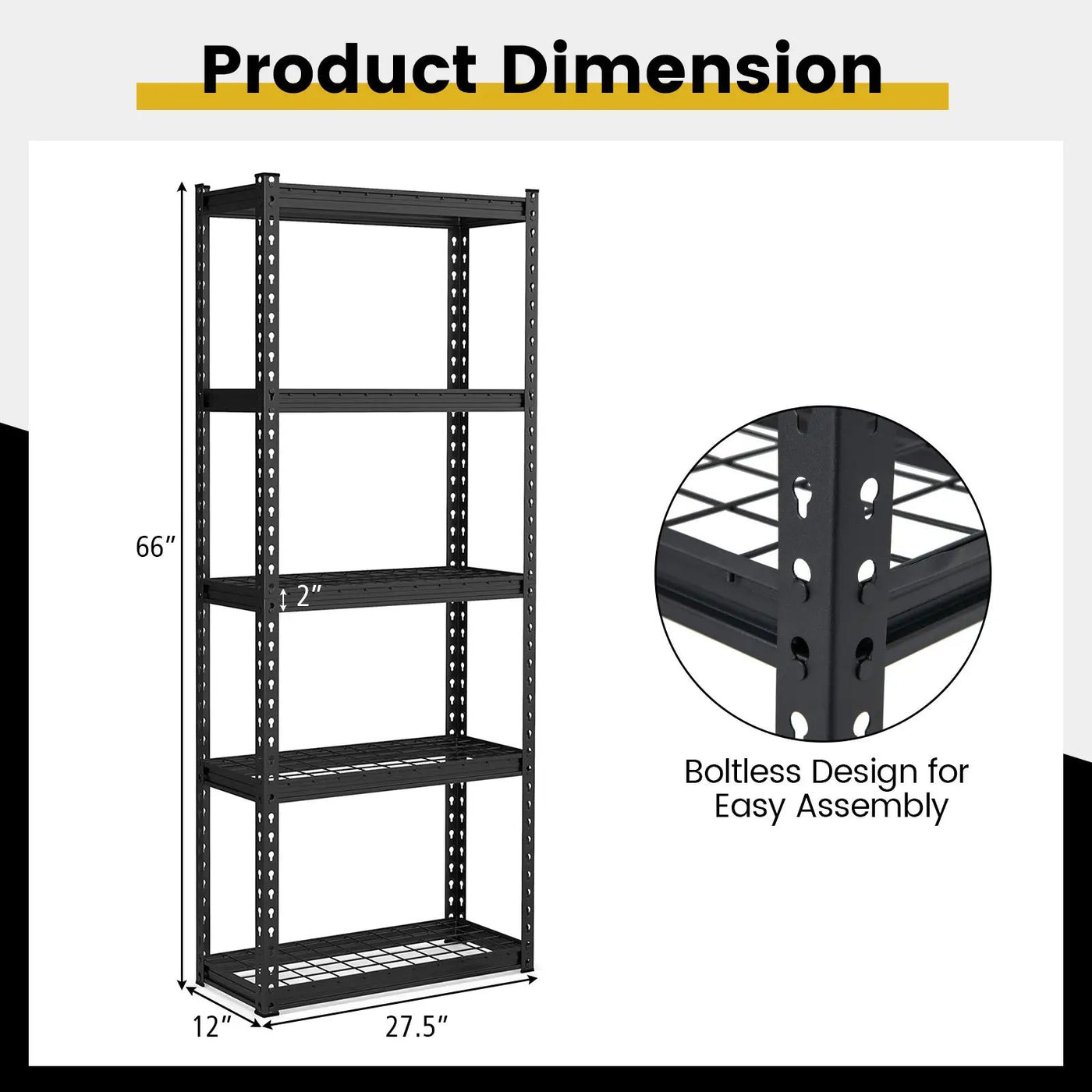 5-Tier Heavy Duty Wire Storage Racks with Anti-slip Foot Pad by DirectDeals