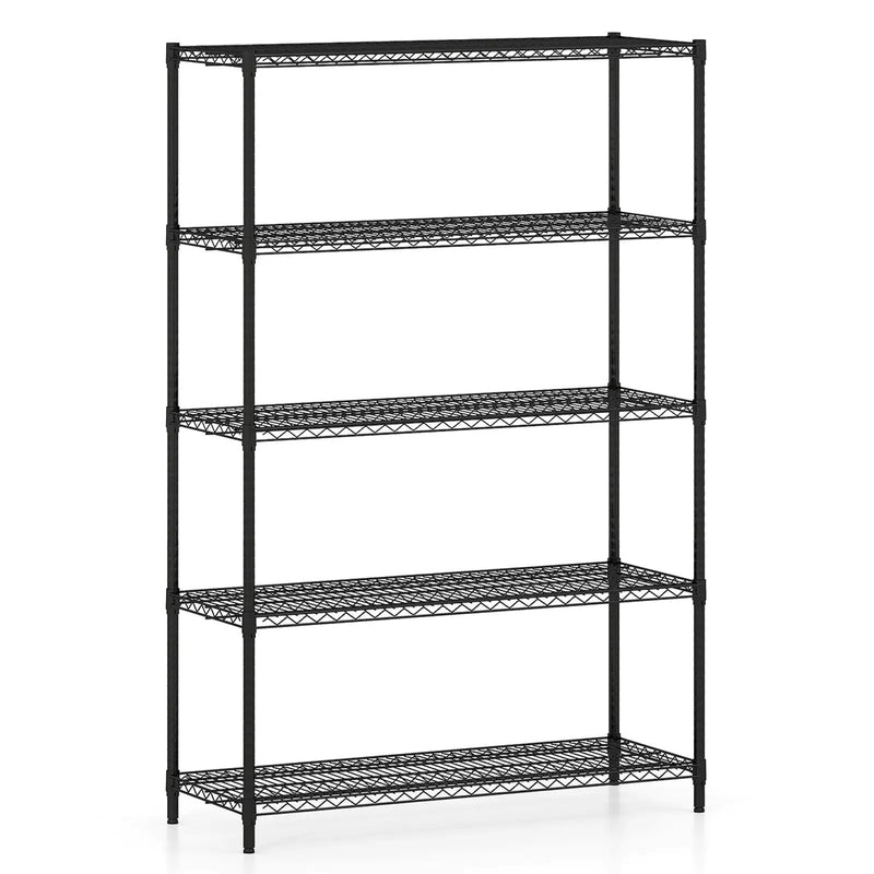 5-Tier Metal Storage Shelving Unit with V-Shaped Wire Rack-Black by DirectDeals