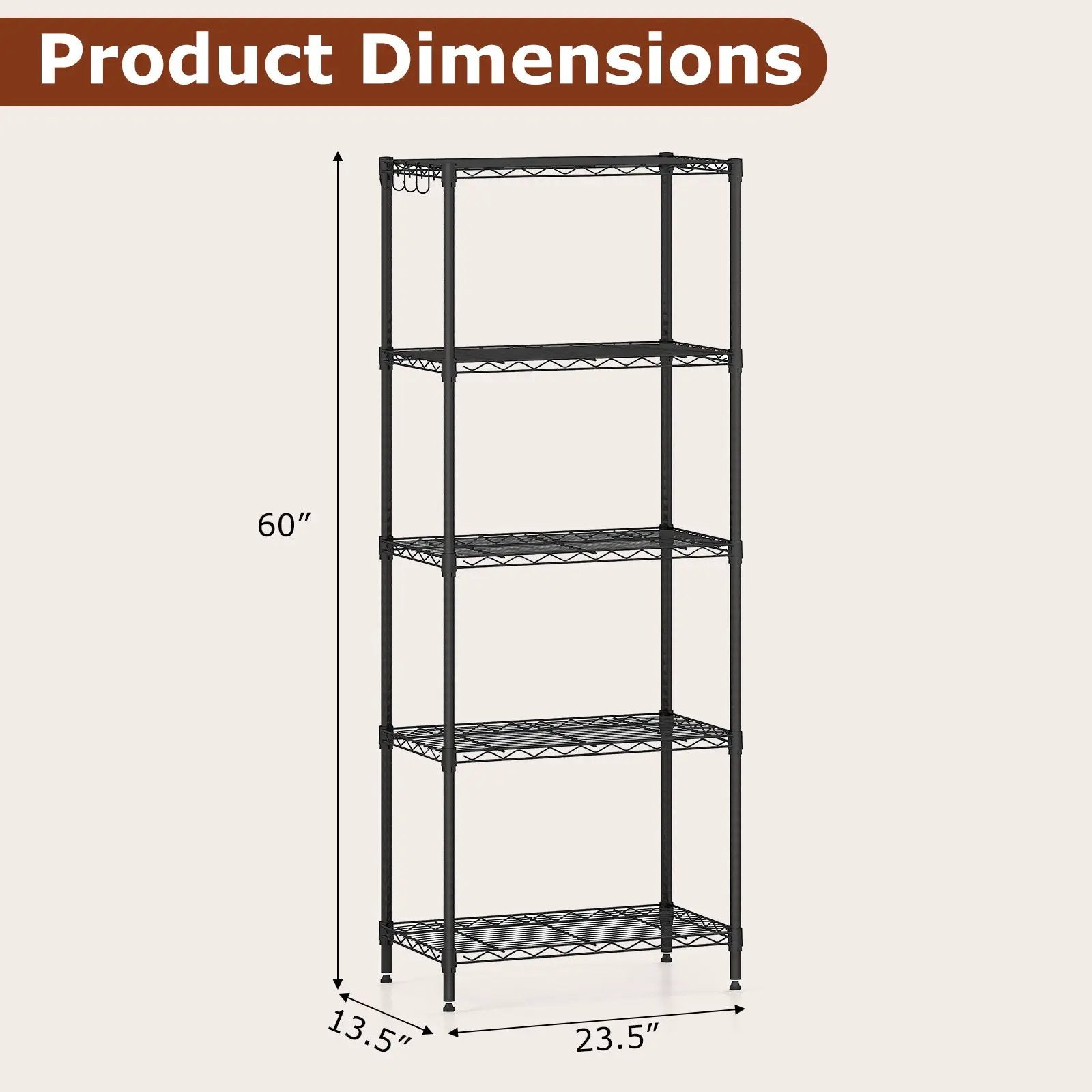 5-Tier Metal Storage Shelving Unit Set of 2 with V-Shaped Wire Rack-Black by DirectDeals