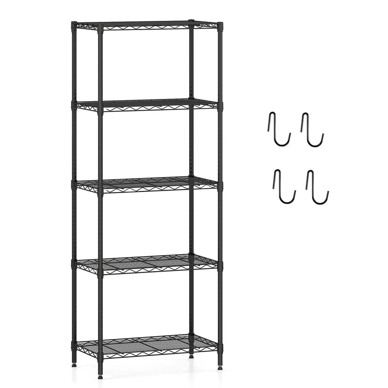 5-Tier Metal Storage Shelving Unit with V-Shaped Wire Rack and 750 LBS Capacity-Black by DirectDeals
