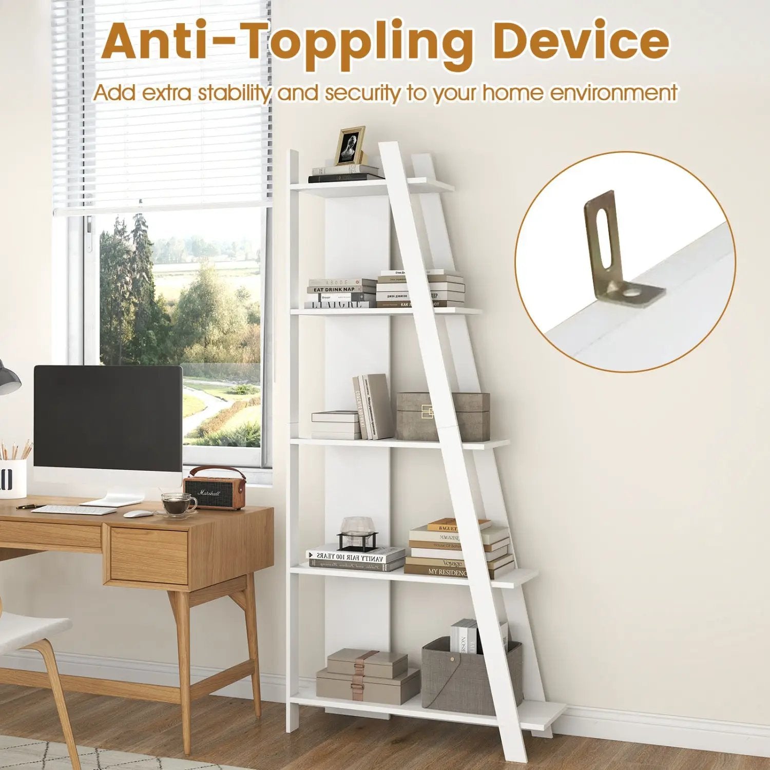 5-Tier Vertical Bookshelf for Small Spaces, 79" Tall by DirectDeals