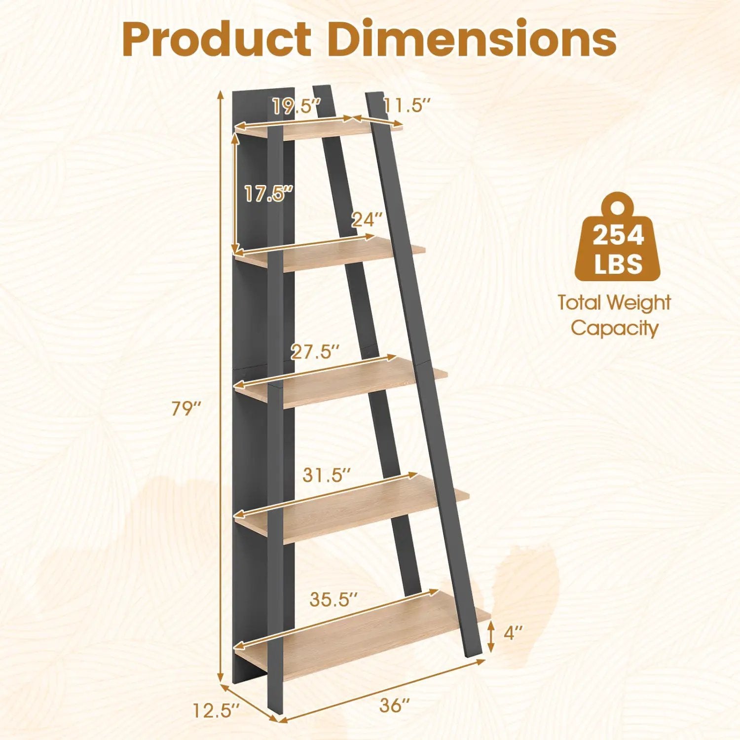 5-Tier Vertical Bookshelf for Small Spaces, 79" Tall by DirectDeals