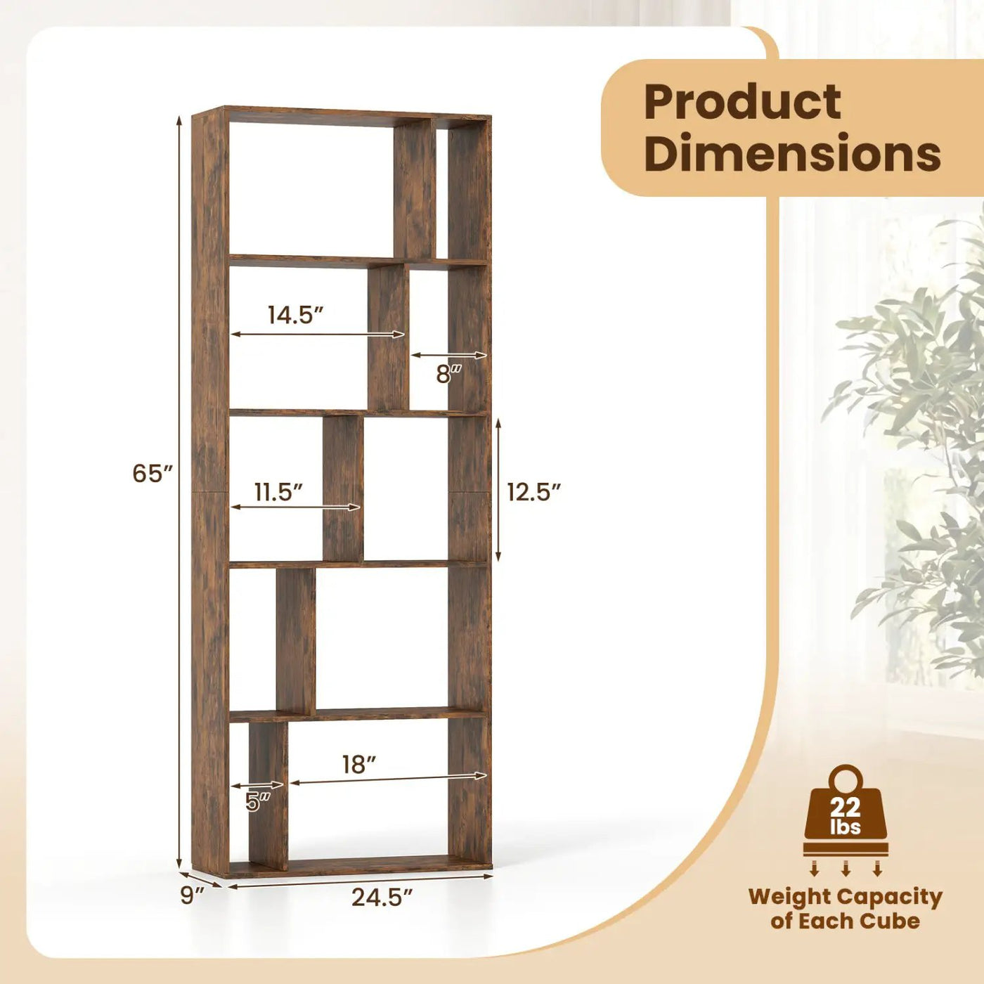 5-Tier Bookshelf with Open Back and Anti-Tipping Kit by DirectDeals