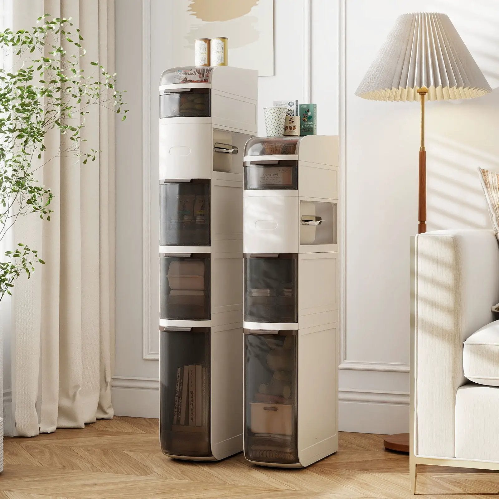 5-Tier Narrow Bathroom Storage Cabinet with Drawers and Tissue Box by DirectDeals
