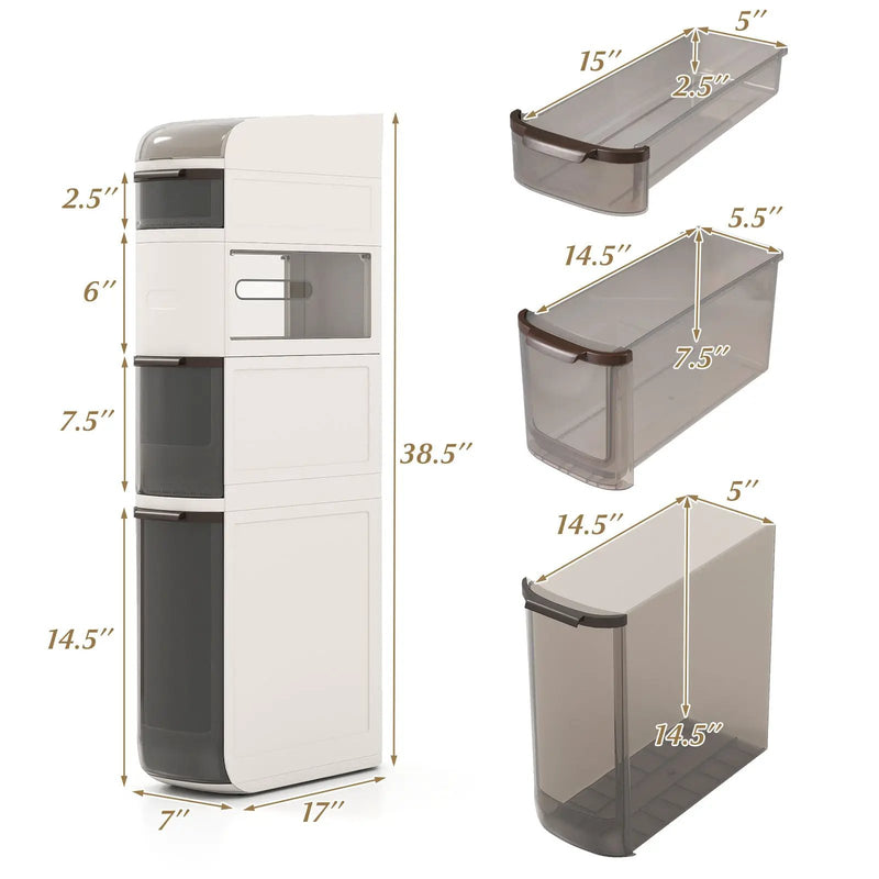 5-Tier Narrow Bathroom Storage Cabinet with Drawers and Tissue Box by DirectDeals