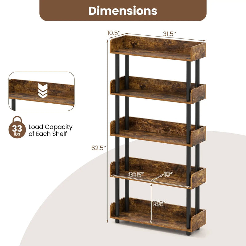 5-Tier Open Bookcase with Industrial Storage Unit by DirectDeals