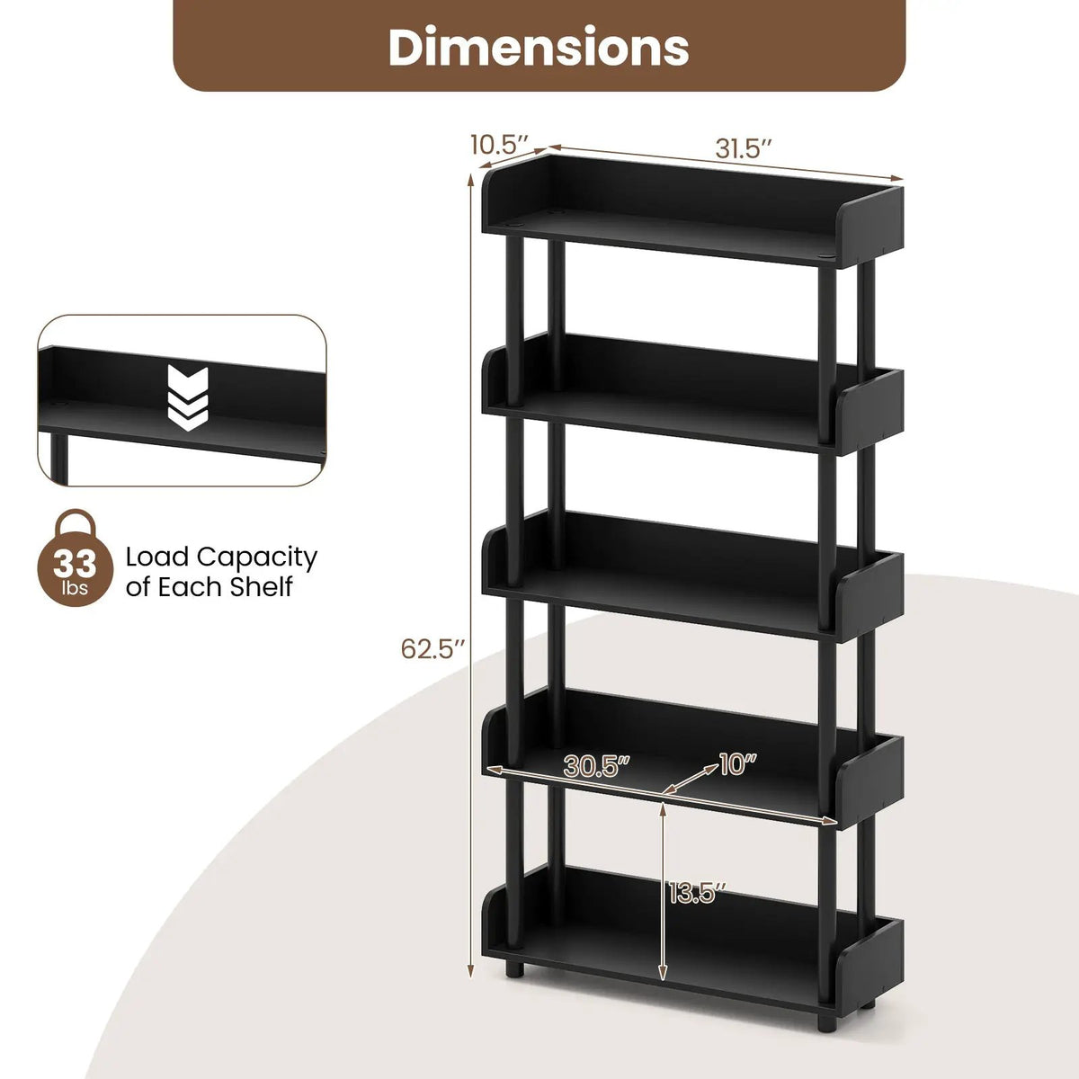 5-Tier Open Bookcase with Industrial Storage Unit by DirectDeals
