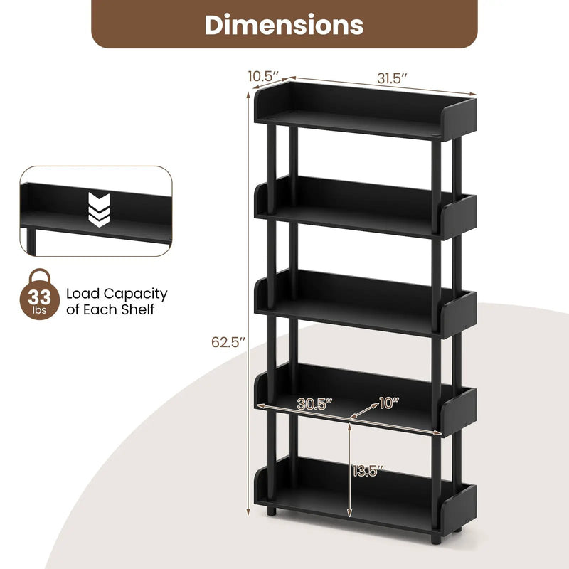 5-Tier Open Bookcase with Industrial Storage Unit by DirectDeals