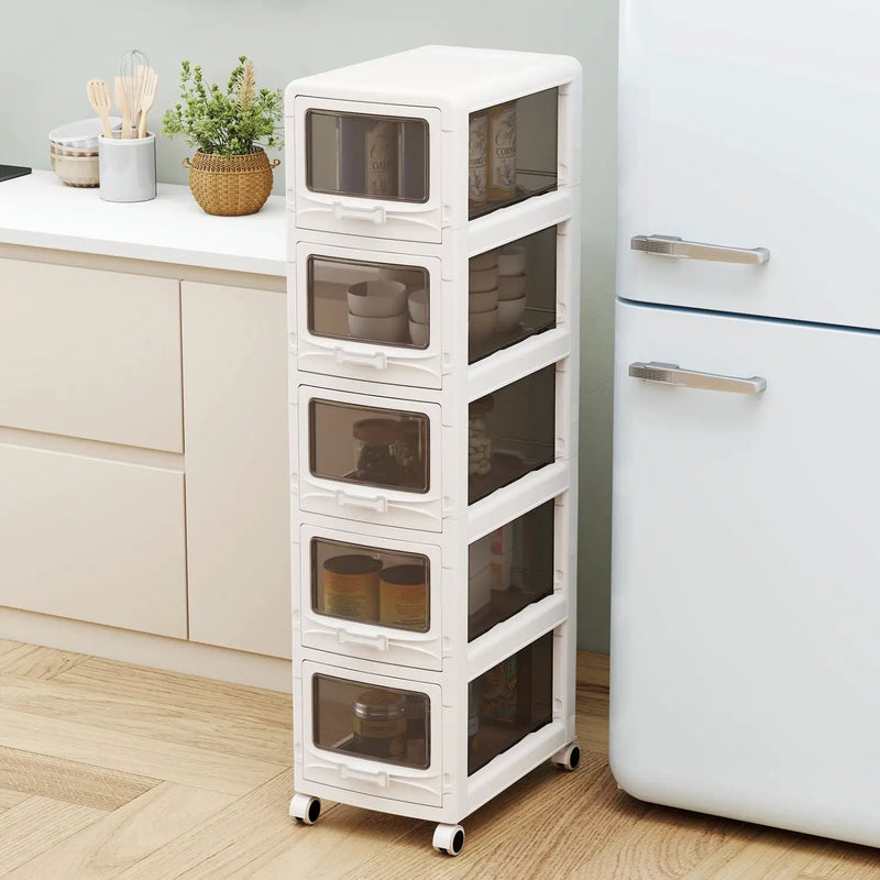 Rolling Storage Cart with Drawers and Lockable Wheels by DirectDeals