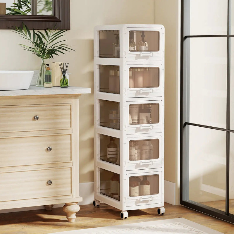 Rolling Storage Cart with Drawers and Lockable Wheels by DirectDeals