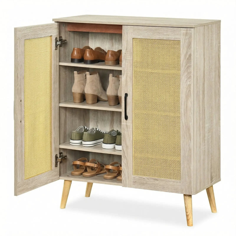 5-Tier Rattan Shoe Cabinewith 3 Removable Shelves by DirectDeals
