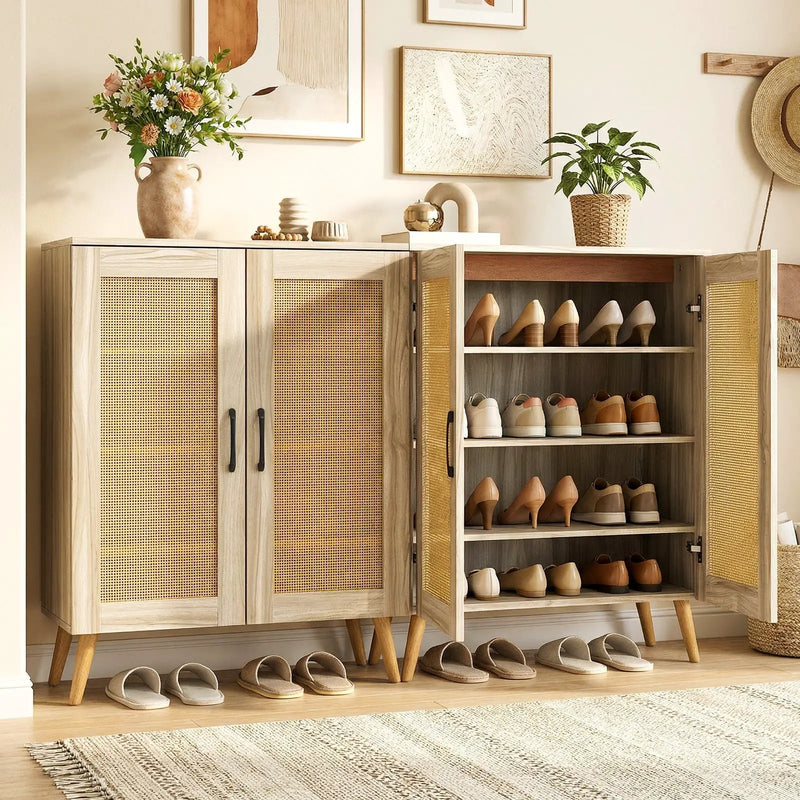 5-Tier Rattan Shoe Cabinewith 3 Removable Shelves by DirectDeals