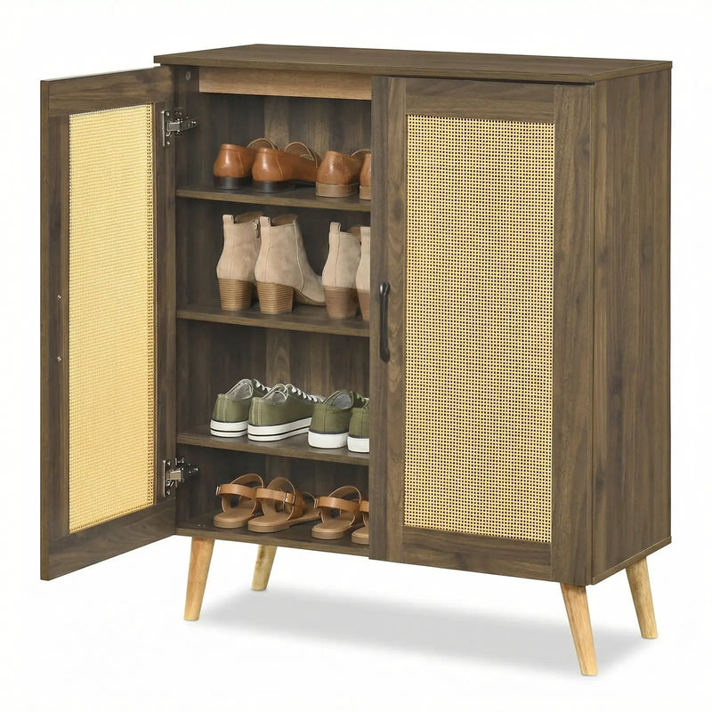 5-Tier Rattan Shoe Cabinewith 3 Removable Shelves by DirectDeals