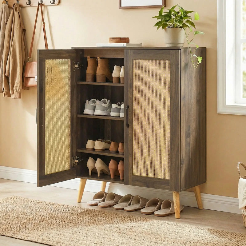 5-Tier Rattan Shoe Cabinewith 3 Removable Shelves by DirectDeals