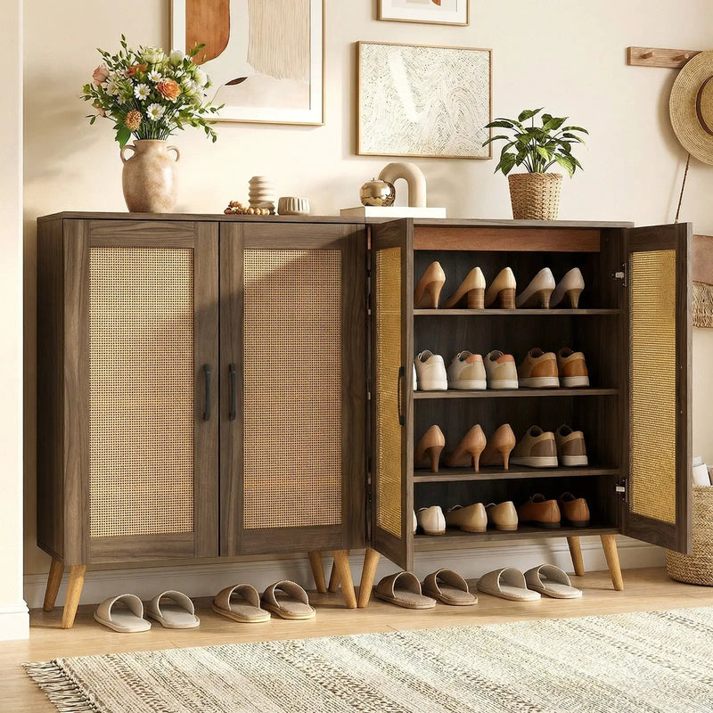 5-Tier Rattan Shoe Cabinewith 3 Removable Shelves by DirectDeals