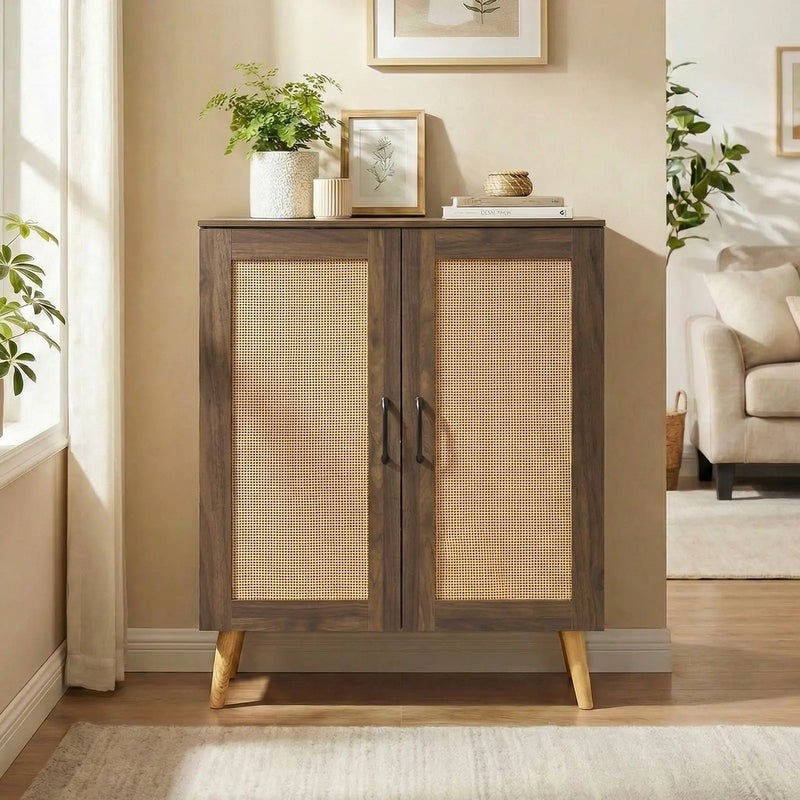 5-Tier Rattan Shoe Cabinewith 3 Removable Shelves by DirectDeals