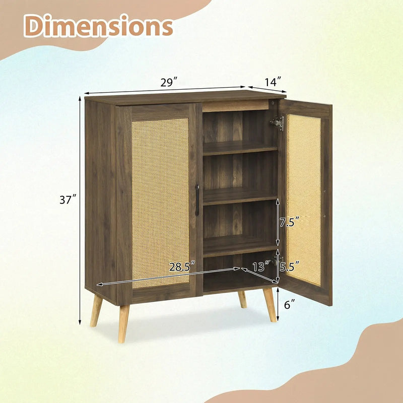 5-Tier Rattan Shoe Cabinewith 3 Removable Shelves by DirectDeals
