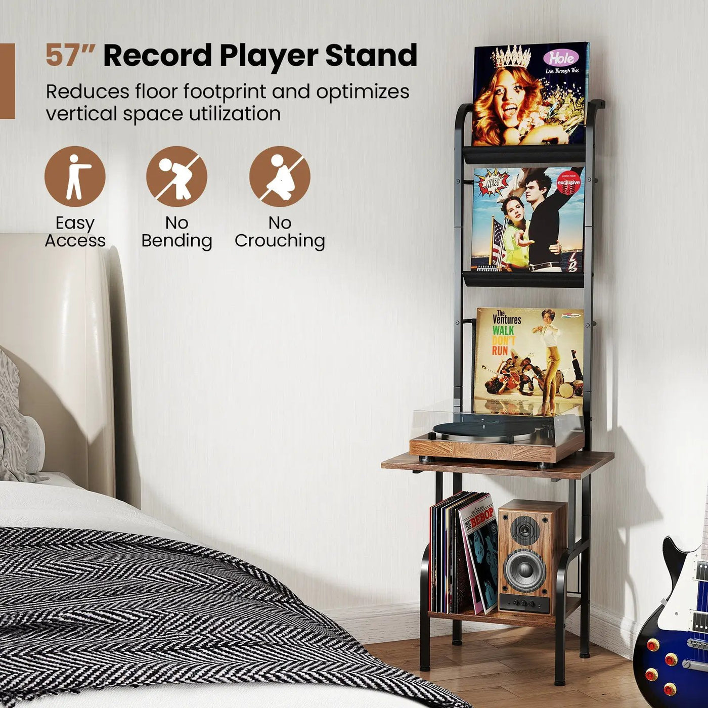 5-Tier Record Player Stand with Vinyl Display Shelf and Record Holder by DirectDeals