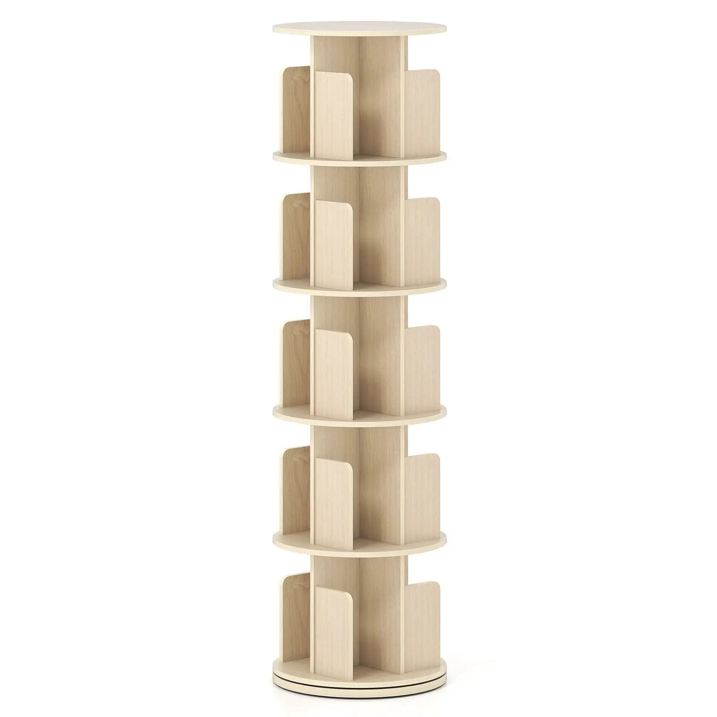 5-Tier Rotating Bookshelf 360¬∞ Display Rack with Dividers and Anti-falling Baffles by DirectDeals
