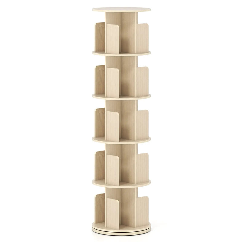 5-Tier Rotating Bookshelf 360¬∞ Display Rack with Dividers and Anti-falling Baffles by DirectDeals