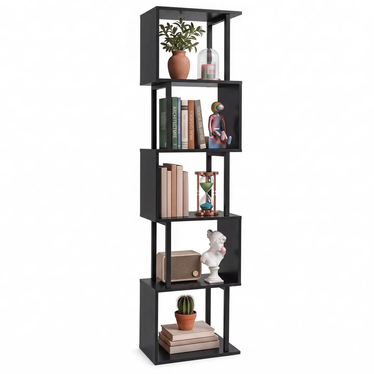 5-Tier S-Shaped Bookshelf with Open Cubes & Anti-Tip Kit by DirectDeals
