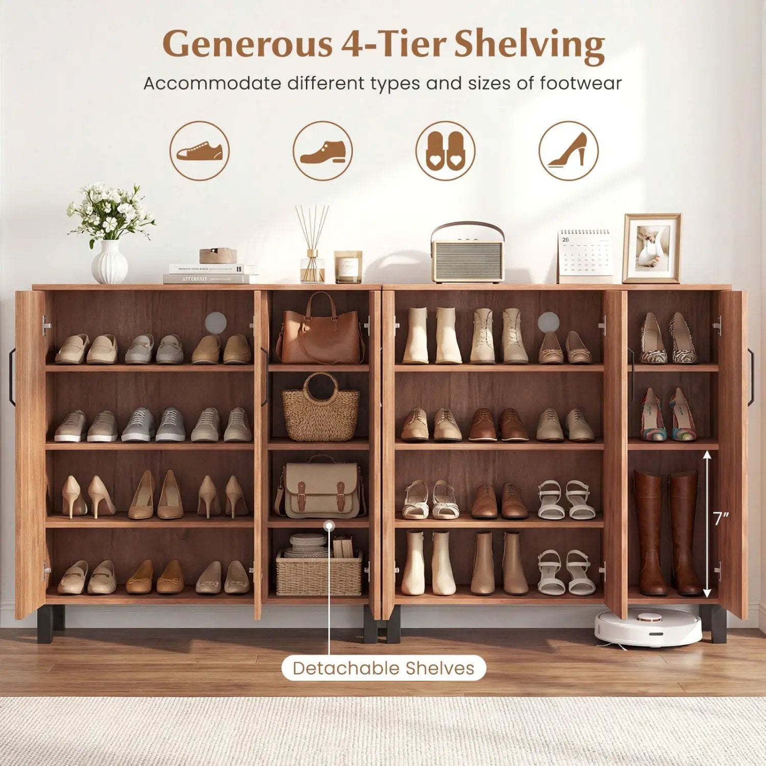 5-Tier Shoe Storage Cabinet Freestanding Shoe Rack Organizer-Oak by DirectDeals