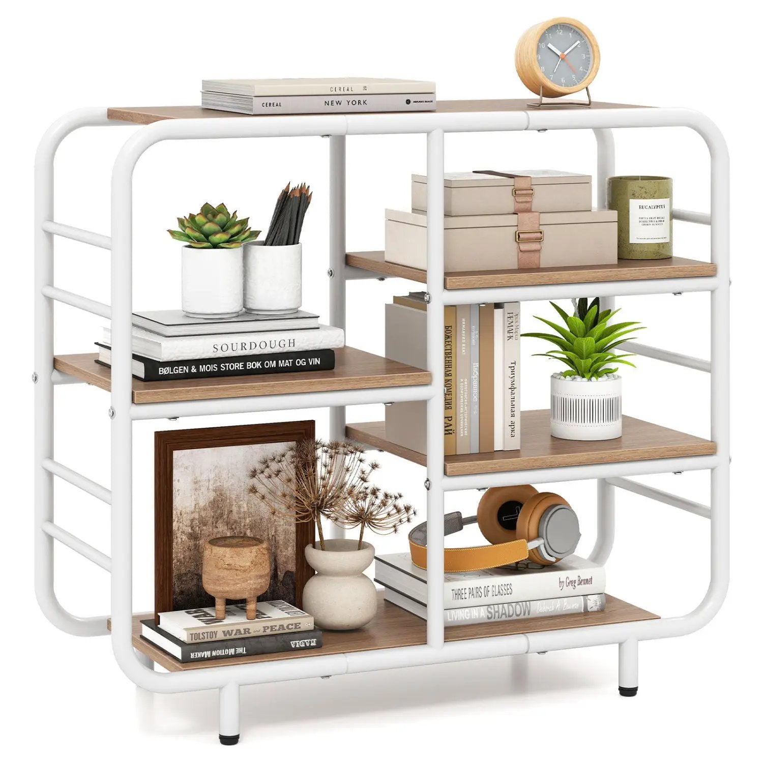 5-Tier Storage Organizer Open Book Shelf with Metal Frame by DirectDeals