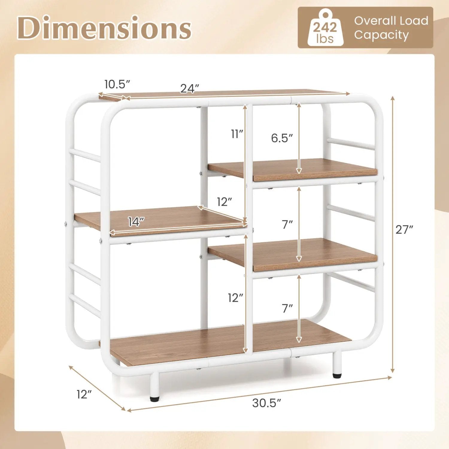 5-Tier Storage Organizer Open Book Shelf with Metal Frame by DirectDeals