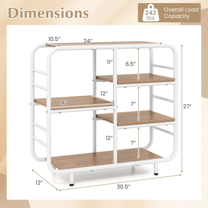 5-Tier Storage Organizer Open Book Shelf with Metal Frame by DirectDeals