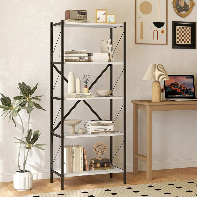 5-Tier Bookshelf with Heavy-Duty Metal Frame by DirectDeals