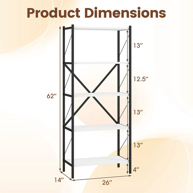 5-Tier Bookshelf with Heavy-Duty Metal Frame by DirectDeals