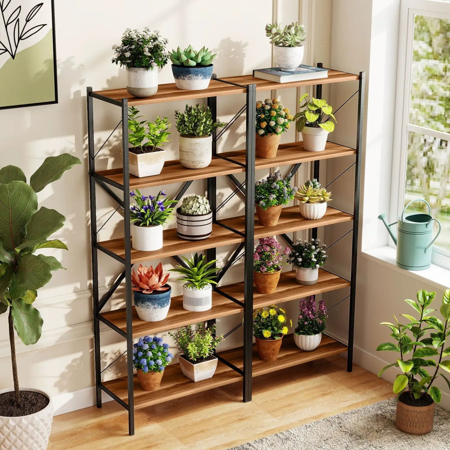 5-Tier Bookshelf with Heavy-Duty Metal Frame by DirectDeals