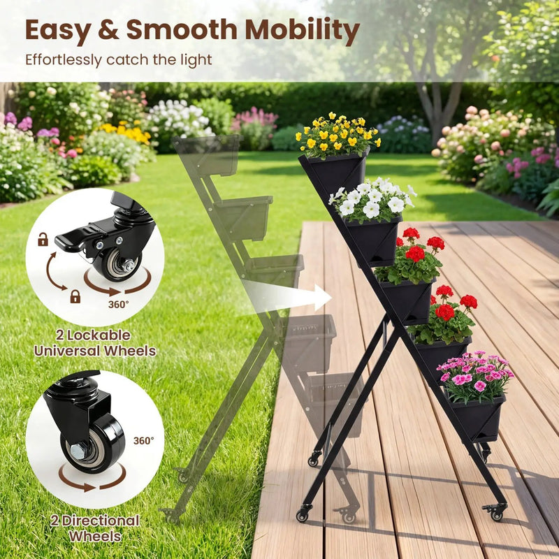 5-Tier Vertical Raised Garden Bed with Wheels for Backyard by DirectDeals