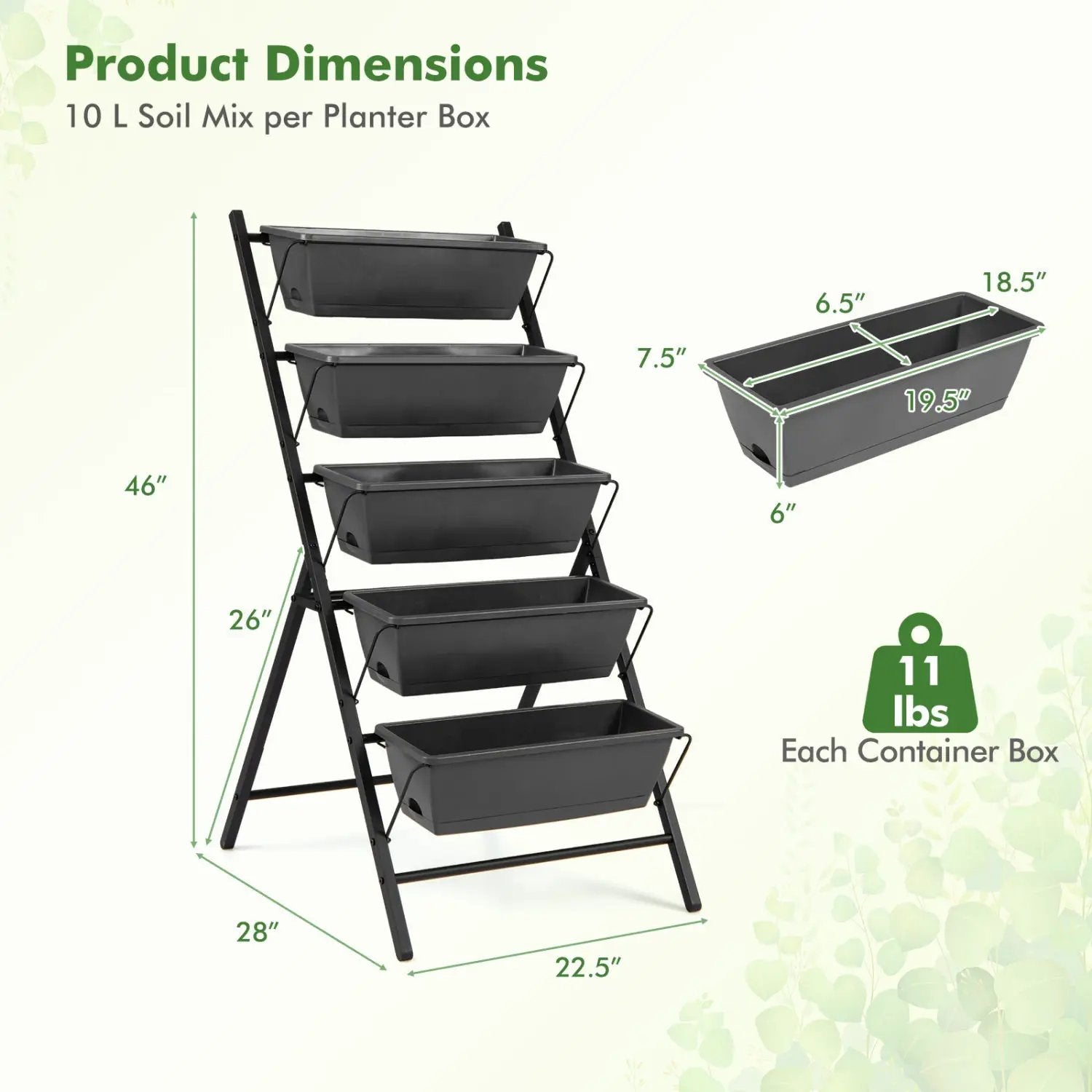 5-Tier Vertical Raised Garden Bed with Drainage System and Removable Trays for Vegetables by DirectDeals