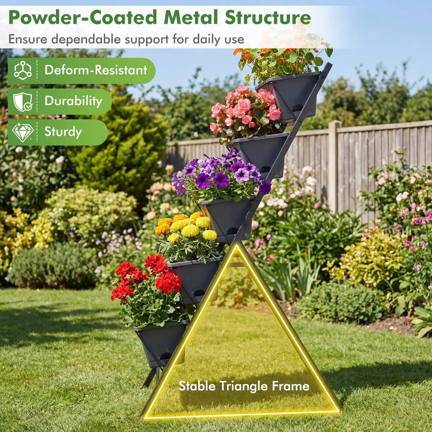 5-Tier Vertical Raised Garden Bed with Drainage System and Removable Trays for Vegetables by DirectDeals
