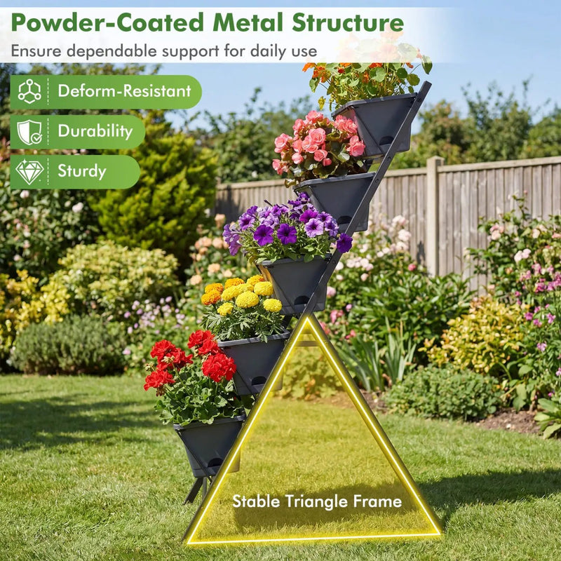5-Tier Vertical Raised Garden Bed with Drainage System and Removable Trays for Vegetables by DirectDeals
