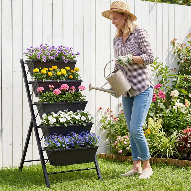 5-Tier Vertical Raised Garden Bed with Drainage Holes for Patio by DirectDeals
