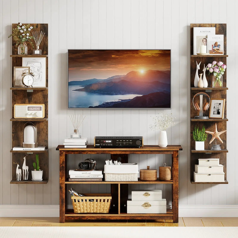 5-Tier Wall Mounted Shelf Unit with Wood Grain by DirectDeals