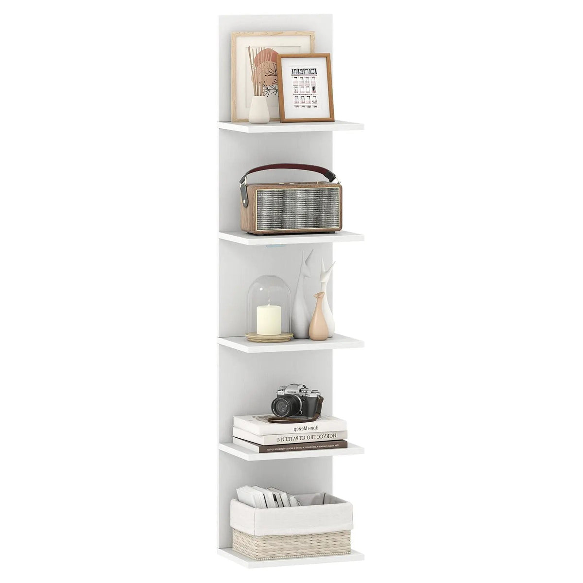 5-Tier Wall Mounted Shelf Unit with Wood Grain by DirectDeals
