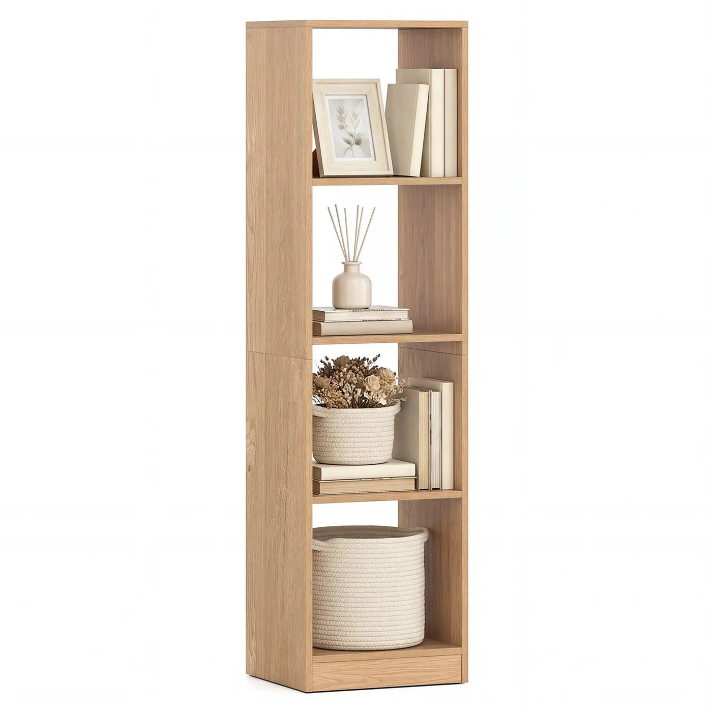 5 Tiers 4-Cube Narrow Bookshelf with 4 Anti-Tipping Kits by DirectDeals