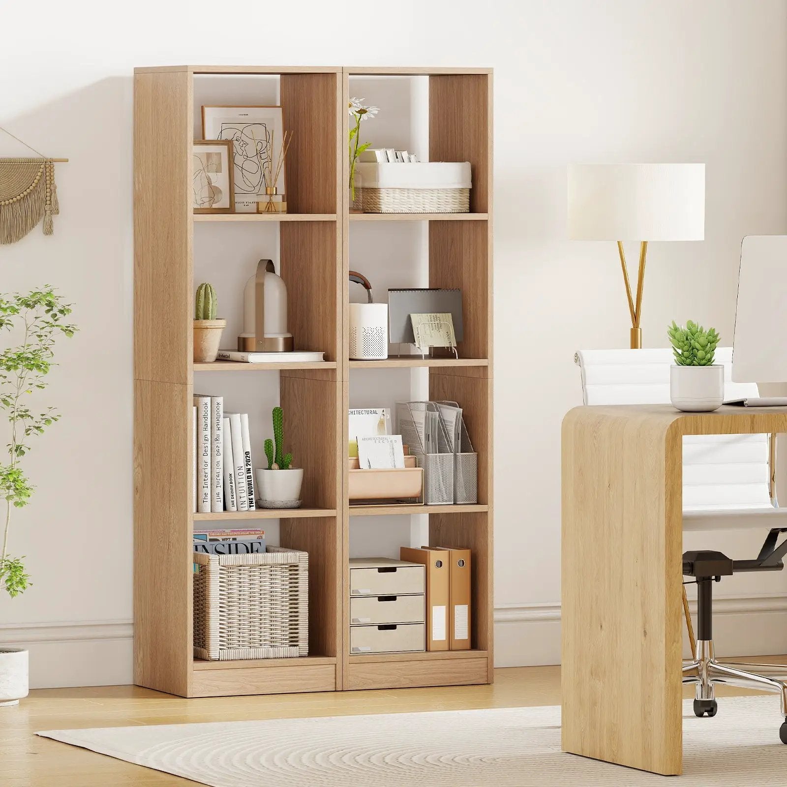 5 Tiers 4-Cube Narrow Bookshelf with 4 Anti-Tipping Kits by DirectDeals