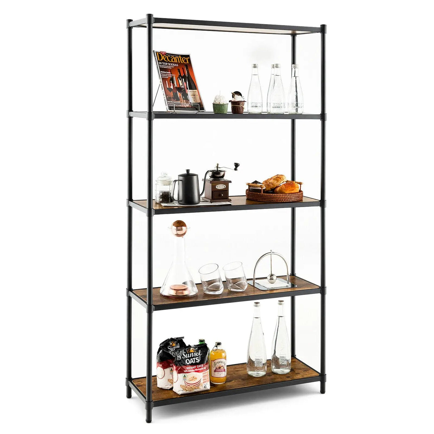 5 Tiers 61 Inch Multi-use Bookshelf with Metal Frame by DirectDeals