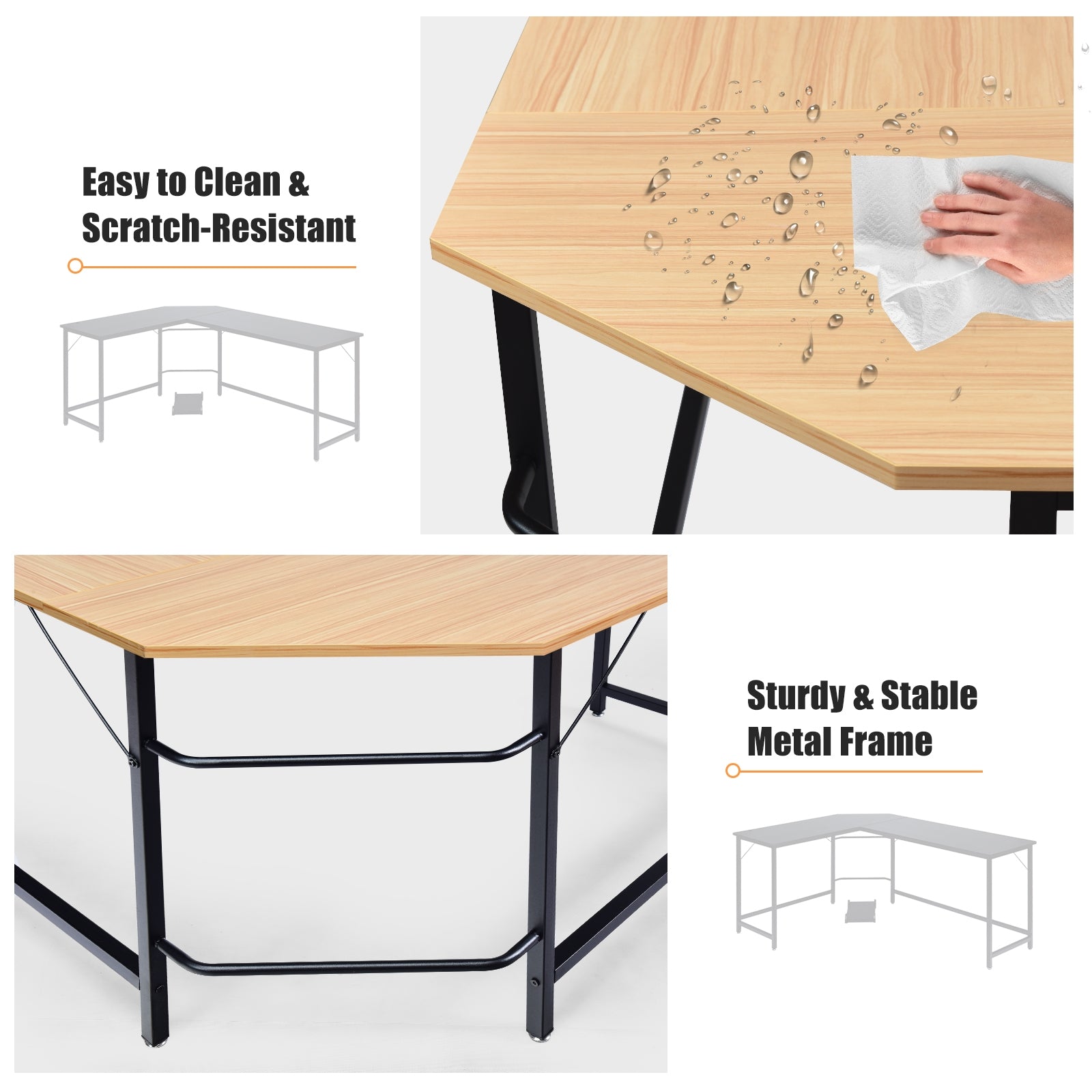 L Shaped Desk Corner Computer Desk PC Laptop Gaming Table Workstation by DirectDeals