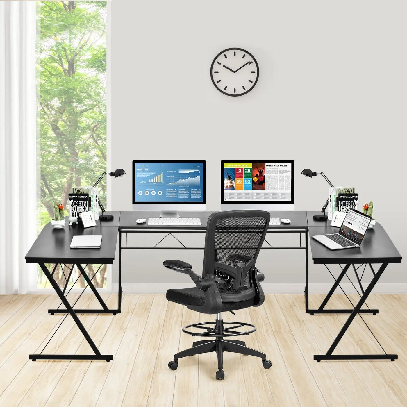 59 Inches L-Shaped Corner Desk Computer Table for Home Office Study Workstation by DirectDeals