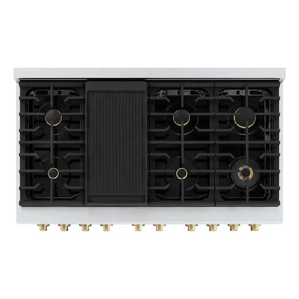 ZLINE 48"Gas Range, Convection Oven Black Matte, Champagne Bronze, SGRZ-BLM-48-CB by Farmhouse Kitchen and Bath