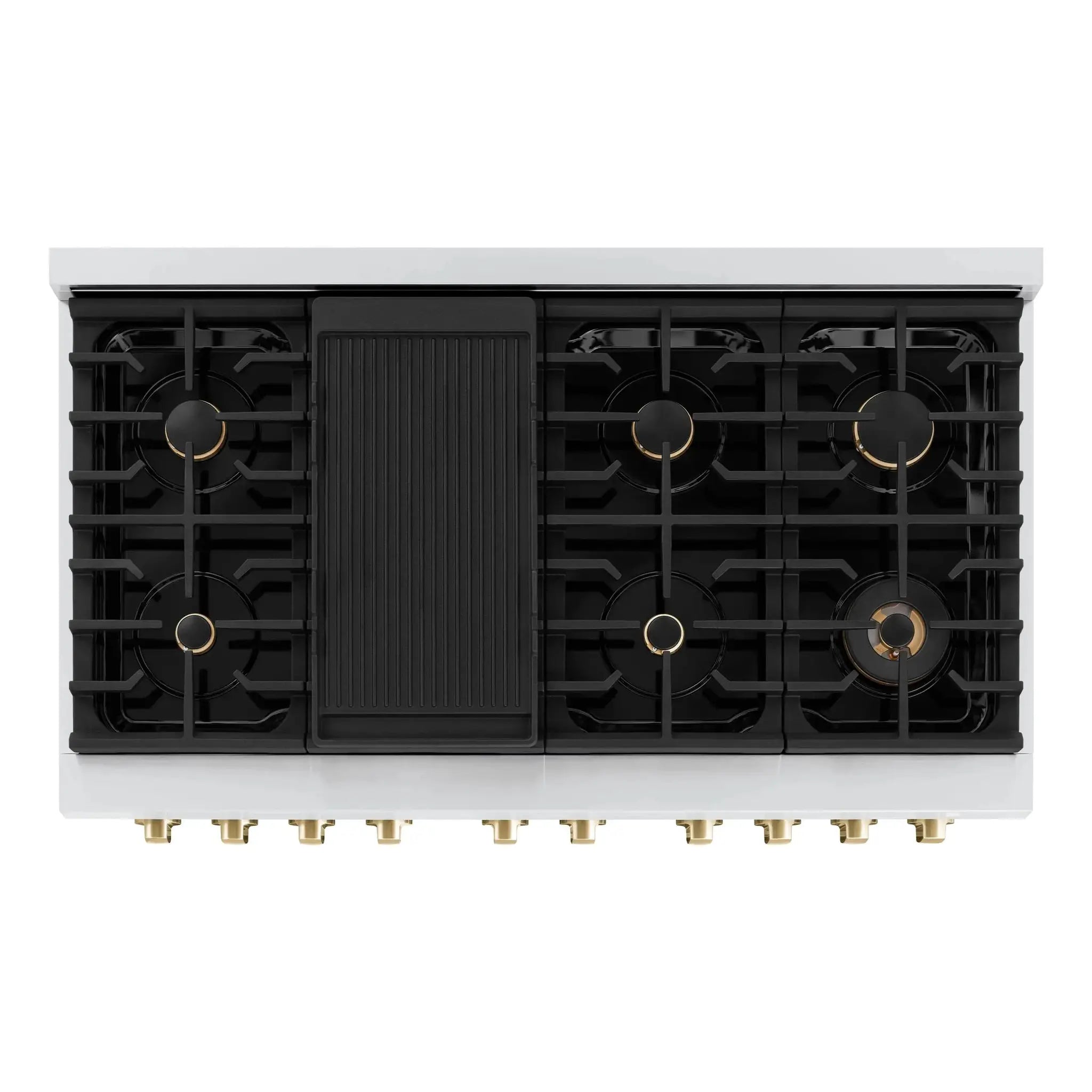 ZLINE 48"Paramount Dual Fuel Range Stainless Steel Gold SDRZ-48-G by Farmhouse Kitchen and Bath